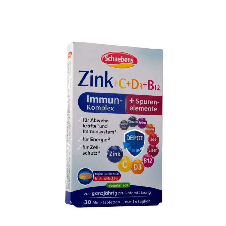قرص زینک + ویتامین C + D3 + B12 شابنزSchaebens Zink + C + D3 + B12