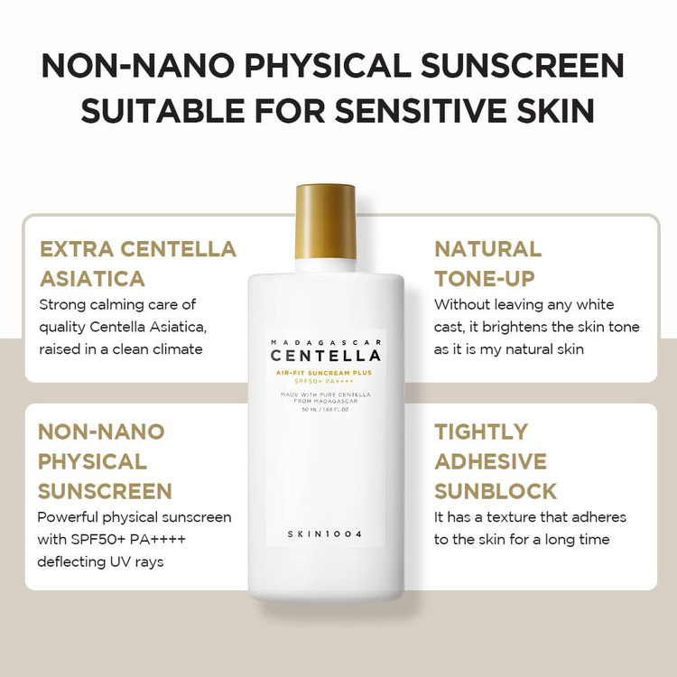کرم ضدآفتاب رنگی ایر فیت PLUS ماداگاسکار سنتلا اسکین 1004 SPF50 رنگ لایت